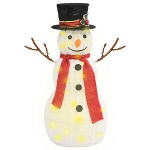 vidaXL Decorative Christmas Snowman Figure with LED Luxury Fabric 60cm