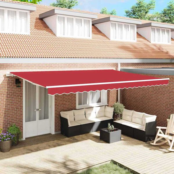 vidaXL Retractable Awning Red 500 x 300 cm Fabric and Metal