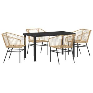 vidaXL Garden Dining Set 5 pcs Brown Poly Rattan