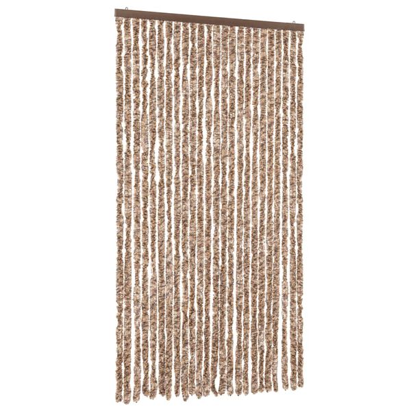 vidaXL Fly Curtain Beige and Dark Brown 100x230 cm Chenille
