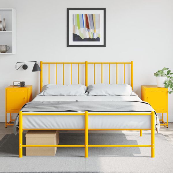 vidaXL Bedside Cabinets 2 pcs Mustard Yellow 36x39x60.5 cm Steel