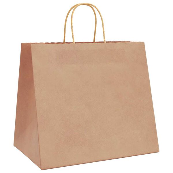 vidaXL Paper Bags 250 pcs with Handles Brown 32x22x28 cm