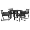 vidaXL Garden Dining Set 5 pcs Black Powder-Coated Steel