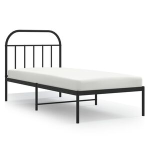 vidaXL Metal Bed Frame without Mattress with Headboard Black 90x200cm