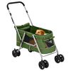 vidaXL Folding Dog Stroller Green 100x49x96 cm Linen Fabric