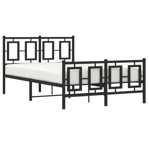 vidaXL Metal Bed Frame without Mattress with Footboard Black 120x190cm