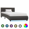 vidaXL Bed Frame with LED without Mattress Grey Faux Leather 100x200 cm