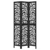 vidaXL Room Divider 3 Panels Black Solid Wood Paulownia