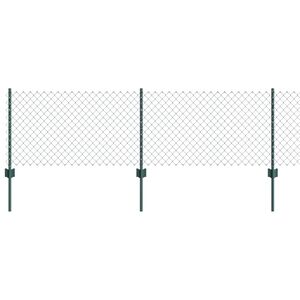 vidaXL Chainlink Fence with Post 10 x 0.6 m PVC-Coated Steel Green