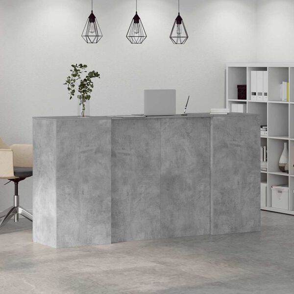 vidaXL Reception Desk Concrete Grey 200x50x103.5 cm Engineered Wood