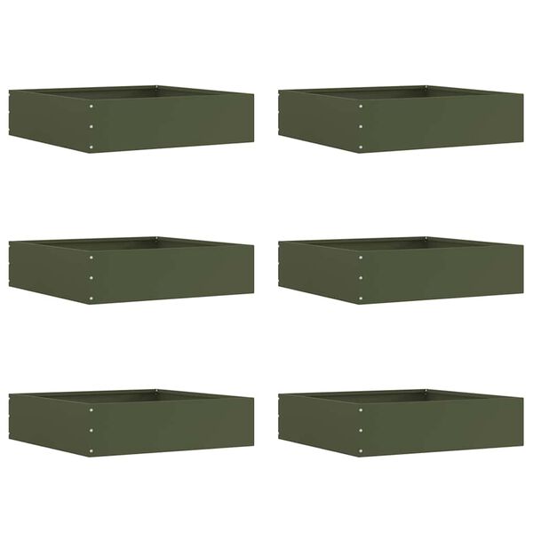 vidaXL Lawn Edging 6 pcs Olive Green 50 x 50 x 13 cm Steel
