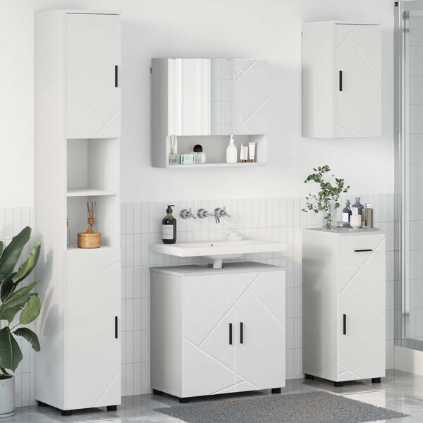 vidaXL Bathroom Furniture Set 5 pcs White Engineered wood & Metal
