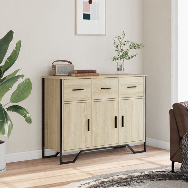 vidaXL Sideboard Sonoma Oak 97x32.5x74.5 cm Engineered Wood
