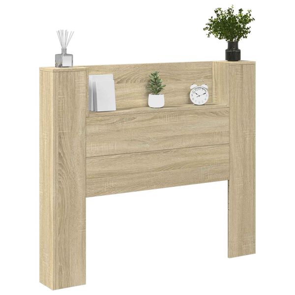 vidaXL Headboard Cabinet with LED Sonoma 120 x 16.5 x 103.5 cm