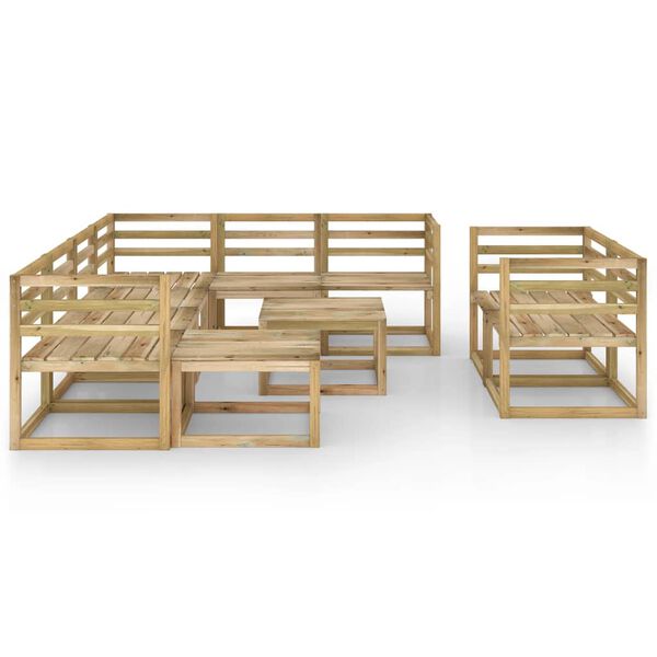 vidaXL 10 Piece Garden Lounge Set Green Impregnated Pinewood