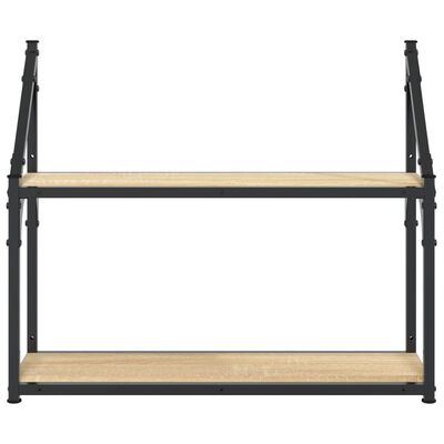 vidaXL 2-Tier Wall Shelf Sonoma Oak 60x21x51 cm Engineered Wood