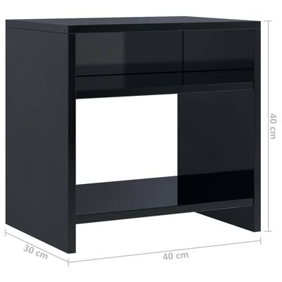 vidaXL Bedside Cabinet High Gloss Black 40x30x40 cm Engineered Wood