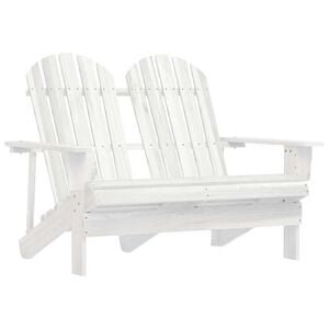 vidaXL Garden Chair | White | Solid Fir Wood | 2-Seater | Durable