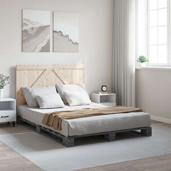 vidaXL Bed Frame without Mattress Grey 140x200 cm Solid Wood Pine