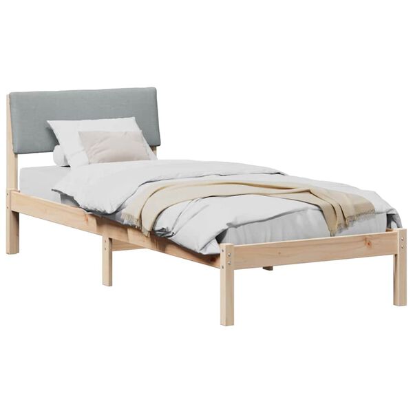 vidaXL Bed frame Brown and light grey 75 x 190 cm Solid pine wood