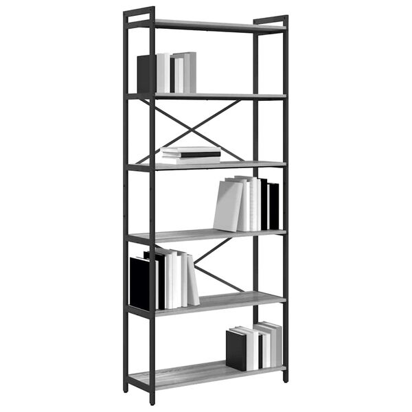 vidaXL Bookshelf Grey sonoma 80 x 30 x 190 cm Engineered Wood