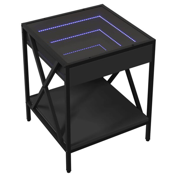 vidaXL Coffee Table with Infinity LED Black 40x40x49 cm