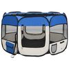 vidaXL Dog Playpen | Blue and Cream | Polyester, Steel | 110 x 110 x 58 cm