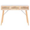 vidaXL Console Table White 105x30x75 cm Solid Wood Pine&Natural Rattan