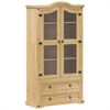 vidaXL Glass Display Cabinet "Corona" 99x43x187 cm Solid Wood Pine