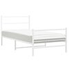 vidaXL Metal Bed Frame without Mattress with Footboard White 100x190cm