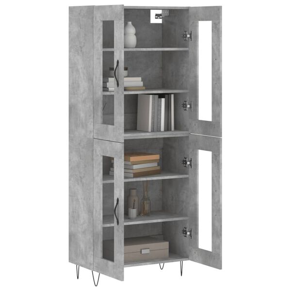 vidaXL Highboard Concrete Grey 69.5x34x180 cm Engineered Wood