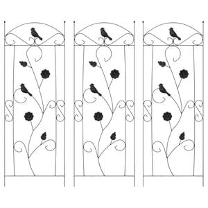 vidaXL Garden Fence 3 pcs Black 110 x 40 cm Steel
