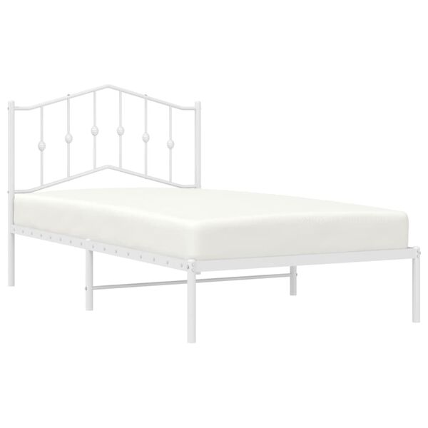 vidaXL Metal Bed Frame without Mattress with Headboard White 100x190cm