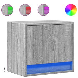 vidaXL Wall-mounted Bedside Cabinets with LED Lights 2 pcs Grey Sonoma