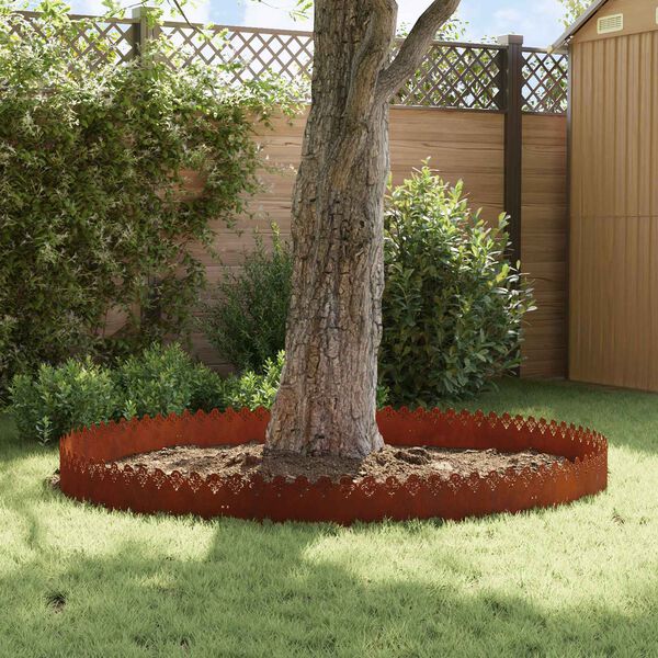vidaXL Lawn Edgings 10 pcs Rusty 103 x 0.05 x 22 cm Weathering Steel