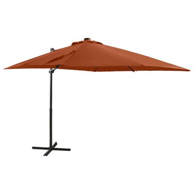 vidaXL Cantilever Umbrella with Pole and LED Lights Terracotta 250 cm