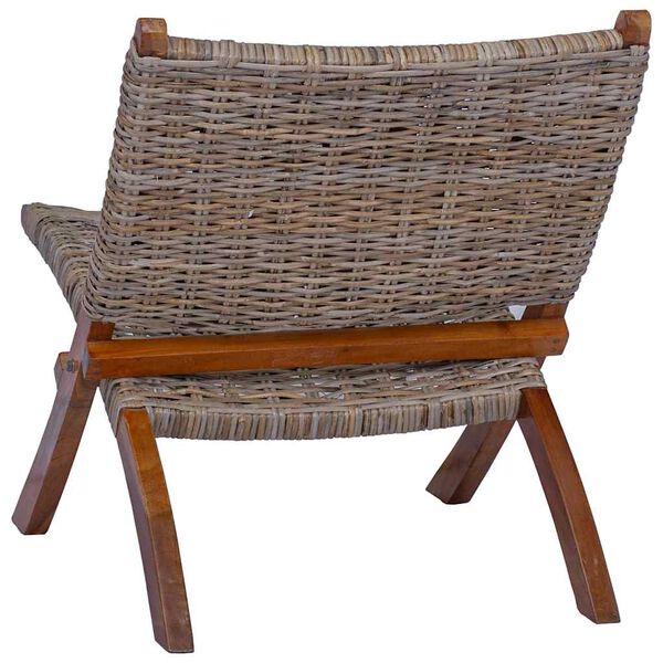 vidaXL Relaxing Chair Natural Kubu Rattan and Solid Mahogany Wood