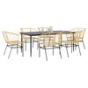 vidaXL 7 Piece Garden Dining Set Brown Poly Rattan Glass