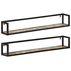 vidaXL Wall Shelves 2 pcs 110x17x17 cm Solid Wood Reclaimed and Iron