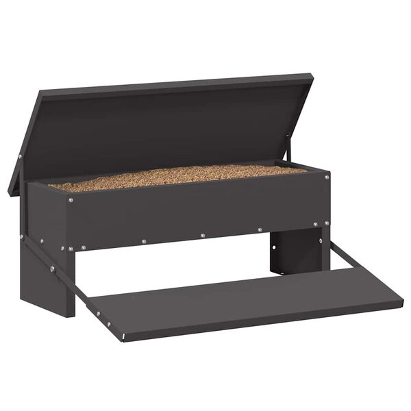 vidaXL Chicken Treadle Feeder Black 48.5 x 39.5 x 19 cm