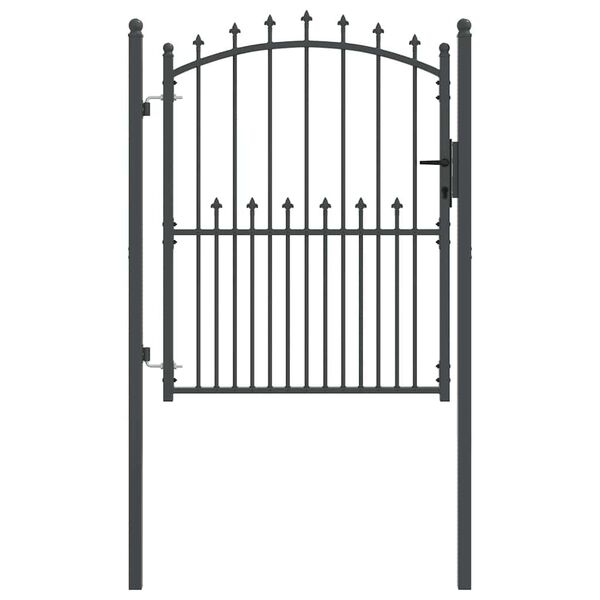 vidaXL Fence Gate with Spikes Grey 150 x 100 cm Powder-coated steel