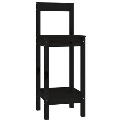 vidaXL Bar Chairs 4 pcs Black Solid Wood Pine