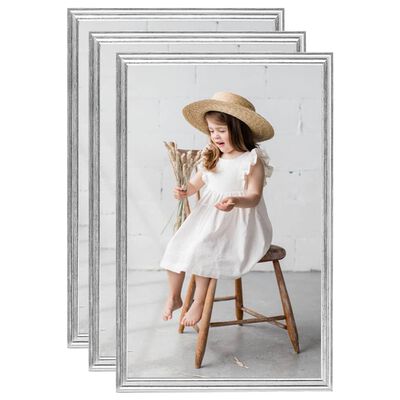 vidaXL Photo Frames Collage 3 pcs for Table Silver 10x15cm MDF