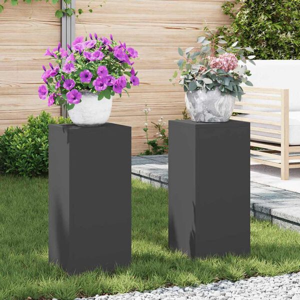 vidaXL Plant Stand 2 pcs Black 24 x 24 x 55 cm Steel