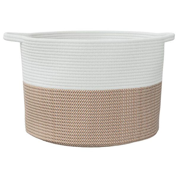 vidaXL Laundry Basket Brown and White Ø55x36 cm Cotton