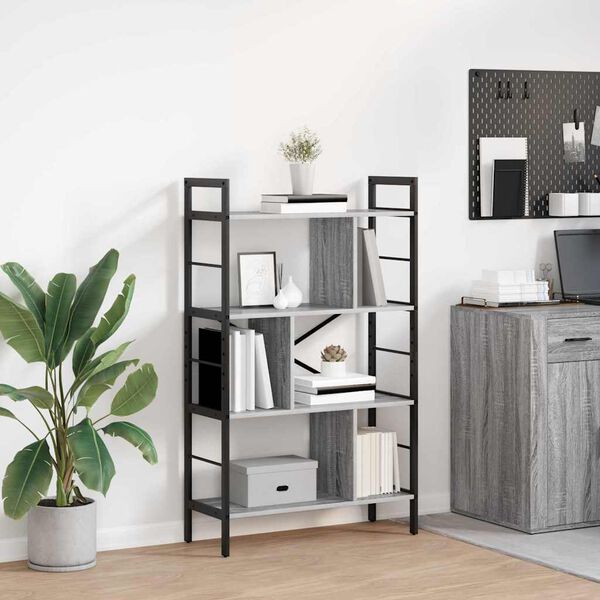 vidaXL Bookshelf Grey Sonoma 75 x 30 x 123.5 cm Engineered Wood