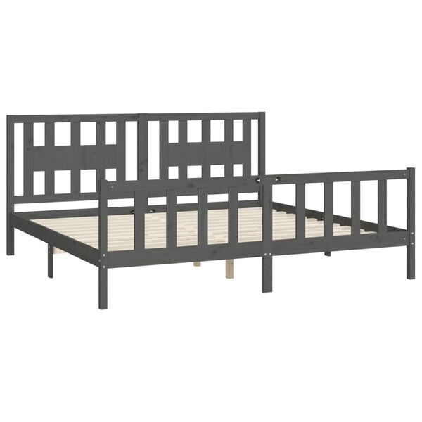 vidaXL Bed Frame without Mattress Grey Solid Wood Pine 200x200 cm