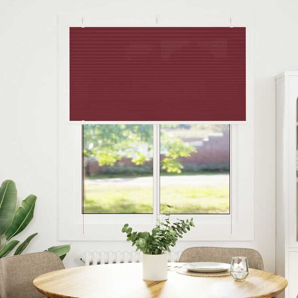 vidaXL Pleated Blind Bordeaux Red 105x100 cm Fabric Width 104.4 cm Polyester