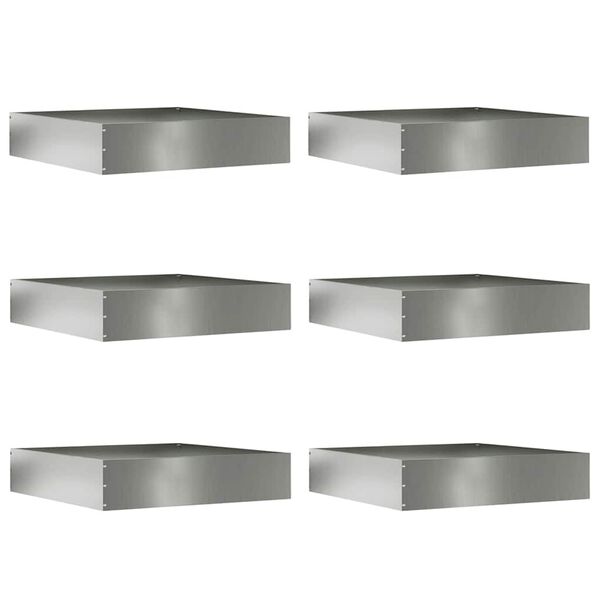 vidaXL Lawn Edging 6 pcs Silver 60 x 60 x 13 cm Galvanised Steel