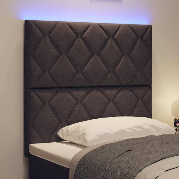 vidaXL Headboard with LED Strip Lights Adjustable Brown 90 cm Fabric
